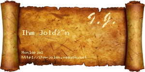 Ihm Jolán névjegykártya