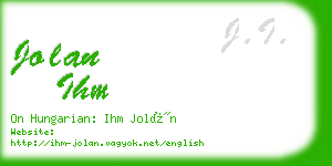 jolan ihm business card